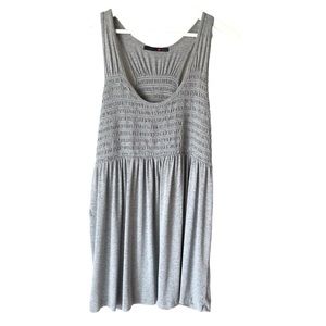 MXM Women’s Racer Back Shirred Ruffled Bodice Flowy Grey Tank Top Size 1X